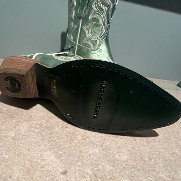 Buck & Brana REGINA LEATHER COWGIRL BOOTS IN MINT IN MULTI - NWT - Sz. 9.5 - Picture 11 of 15